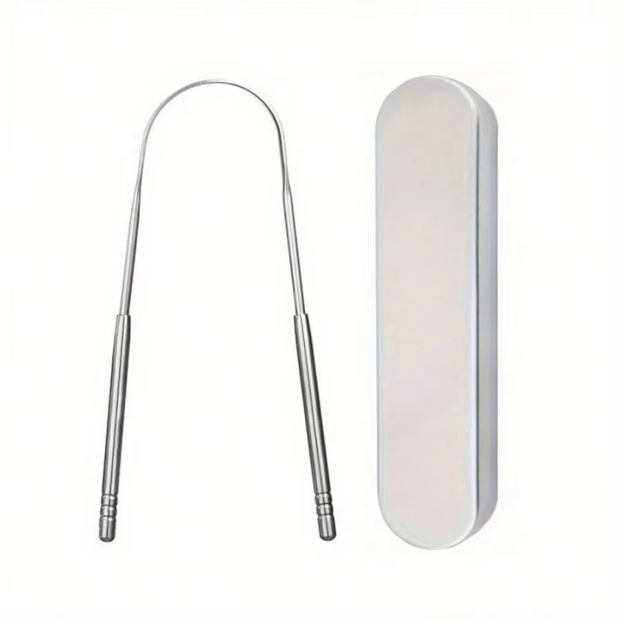 PureClean Stainless Steel Tongue Scraper Set  UShaped Tongue Cleaner Kit 1234Piece In Case 7