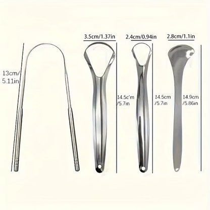 PureClean Stainless Steel SpoonShaped Tongue Scraper Set 3