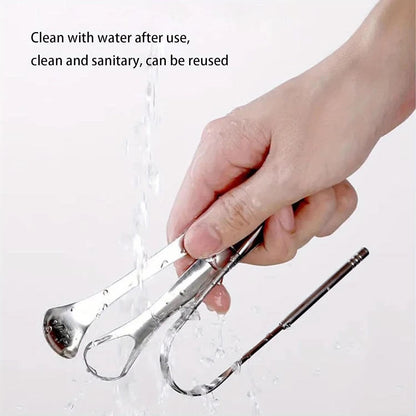 PureClean Stainless Steel SpoonShaped Tongue Scraper Set 4