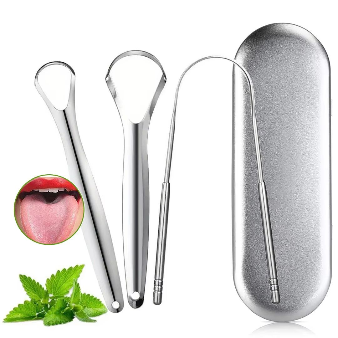 PureClean Stainless Steel SpoonShaped Tongue Scraper Set 7