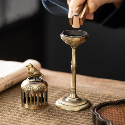 Matel Magpie Hollow Lamp, Sandalwood Fragrance Censer, Backflow Incense Holder, Tea House Ornaments, Home and Study Room
