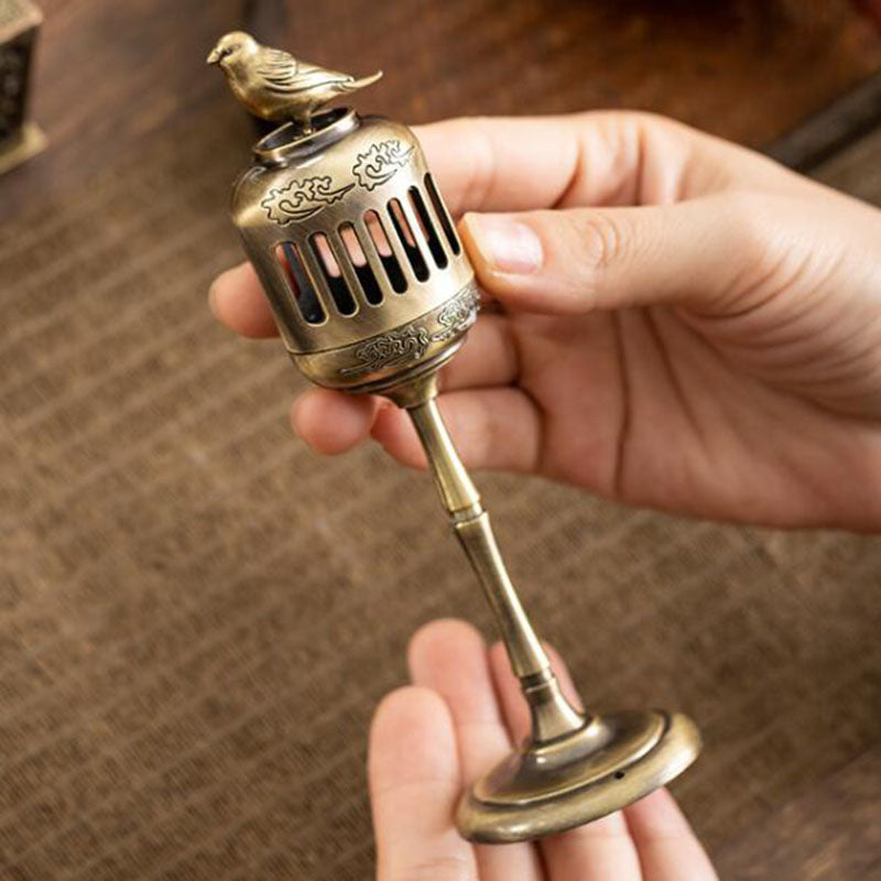 Matel Magpie Hollow Lamp, Sandalwood Fragrance Censer, Backflow Incense Holder, Tea House Ornaments, Home and Study Room