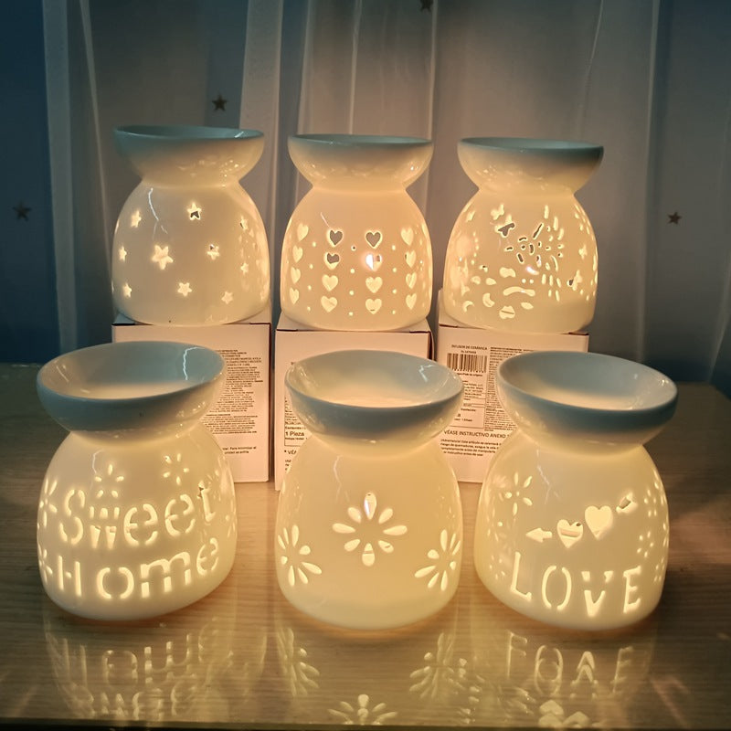 Household Ceramic Aromatherapy Stove, Incense Burner Holder, Wax Melt Candle Holder, Fragrance Diffuser for Living Room