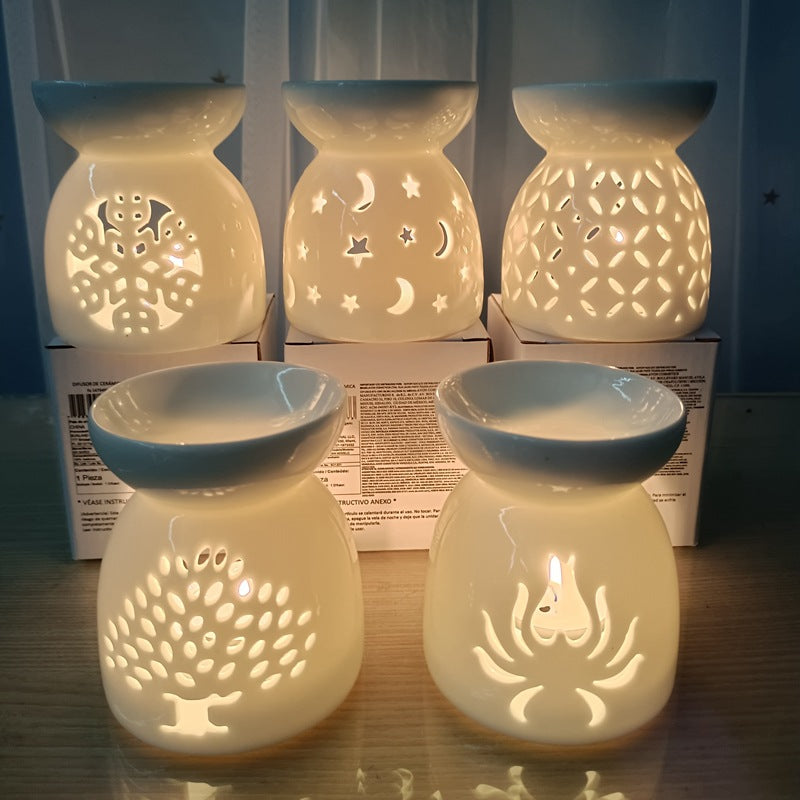 Household Ceramic Aromatherapy Stove, Incense Burner Holder, Wax Melt Candle Holder, Fragrance Diffuser for Living Room