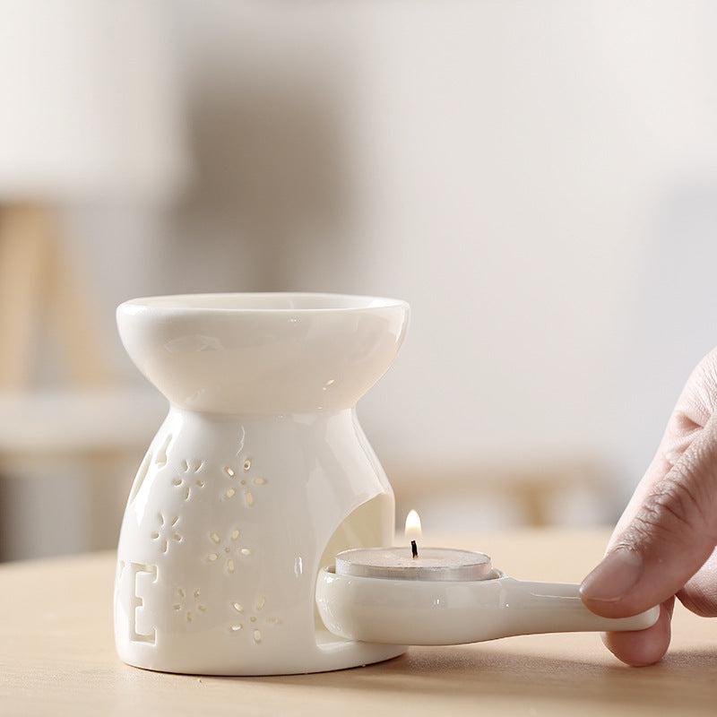 Household Ceramic Aromatherapy Stove, Incense Burner Holder, Wax Melt Candle Holder, Fragrance Diffuser for Living Room