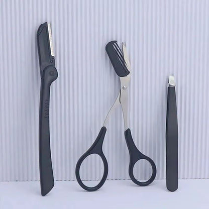 ProGroom Stainless Steel Eyebrow Trimmer Set  Comb Scissors Tweezers Kit For Women 2