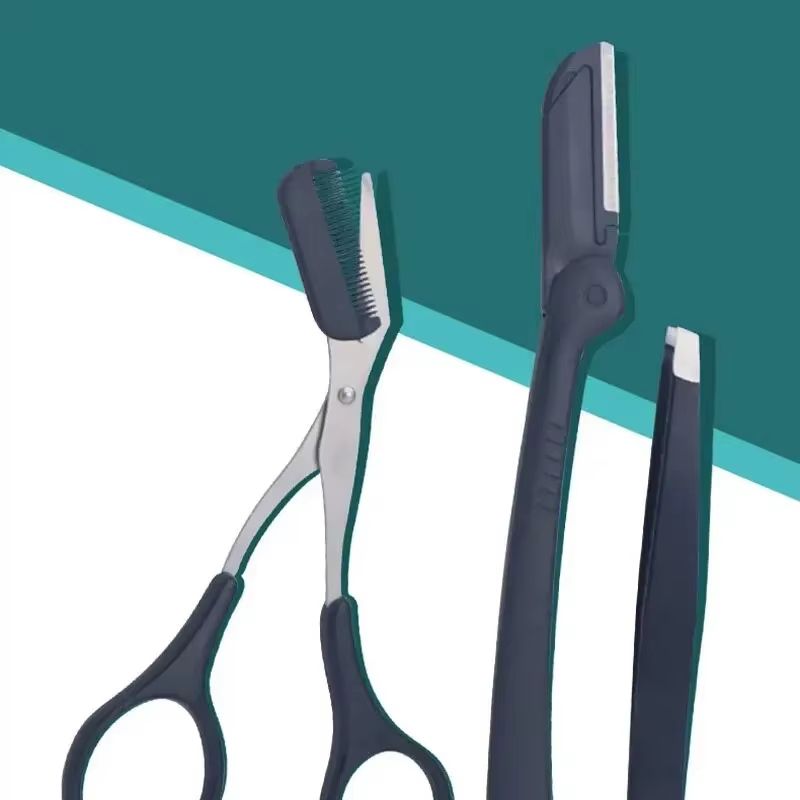 ProGroom Stainless Steel Eyebrow Trimmer Set  Comb Scissors Tweezers Kit For Women 4