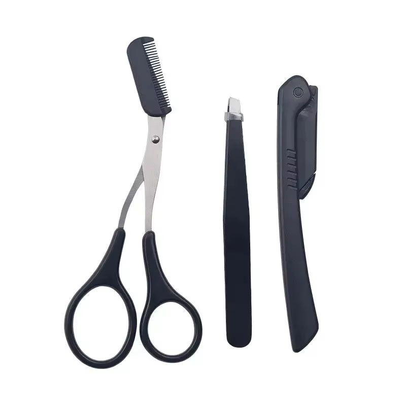 ProGroom Stainless Steel Eyebrow Trimmer Set  Comb Scissors Tweezers Kit For Women 5