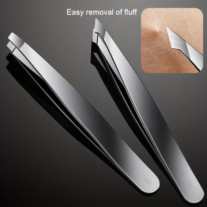 PurePrecision Stainless Steel Tweezers Set  4 Piece Kit For Expert Brow Shaping And Facial Hair Rem 1