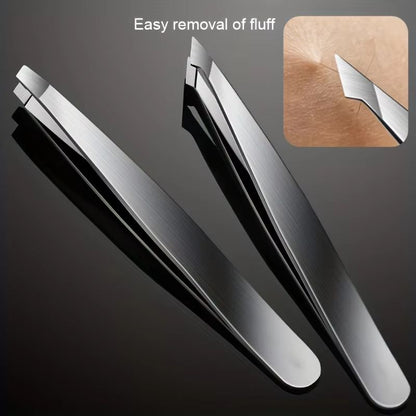PurePrecision Stainless Steel Tweezers Set  4 Piece Kit For Expert Brow Shaping And Facial Hair Rem 1