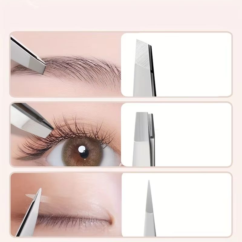 PurePrecision Stainless Steel Tweezers Set  4 Piece Kit For Expert Brow Shaping And Facial Hair Rem 2