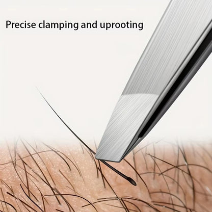 PurePrecision Stainless Steel Tweezers Set  4 Piece Kit For Expert Brow Shaping And Facial Hair Rem 4