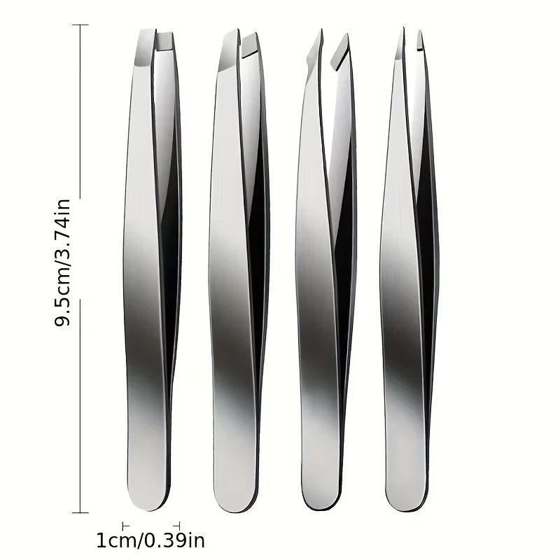 PurePrecision Stainless Steel Tweezers Set  4 Piece Kit For Expert Brow Shaping And Facial Hair Rem 5