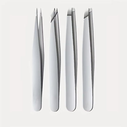 PurePrecision Stainless Steel Tweezers Set  4 Piece Kit For Expert Brow Shaping And Facial Hair Rem 6