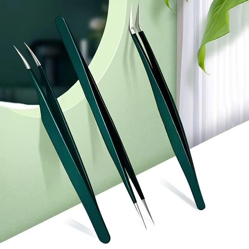 PureSteel Stainless Steel Eyebrow Tweezers Set 4 Piece Kit For Expert Brow Shaping And Facial Hair  1
