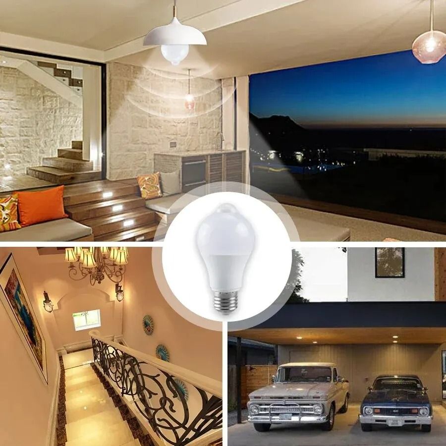 E27 LED Motion Sensor Light Bulb 12W PIR Auto OnOff Lamp 3