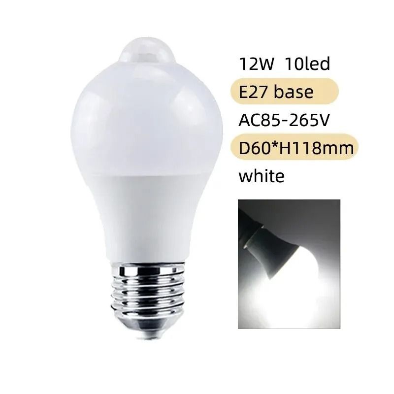 E27 LED Motion Sensor Light Bulb 12W PIR Auto OnOff Lamp 4