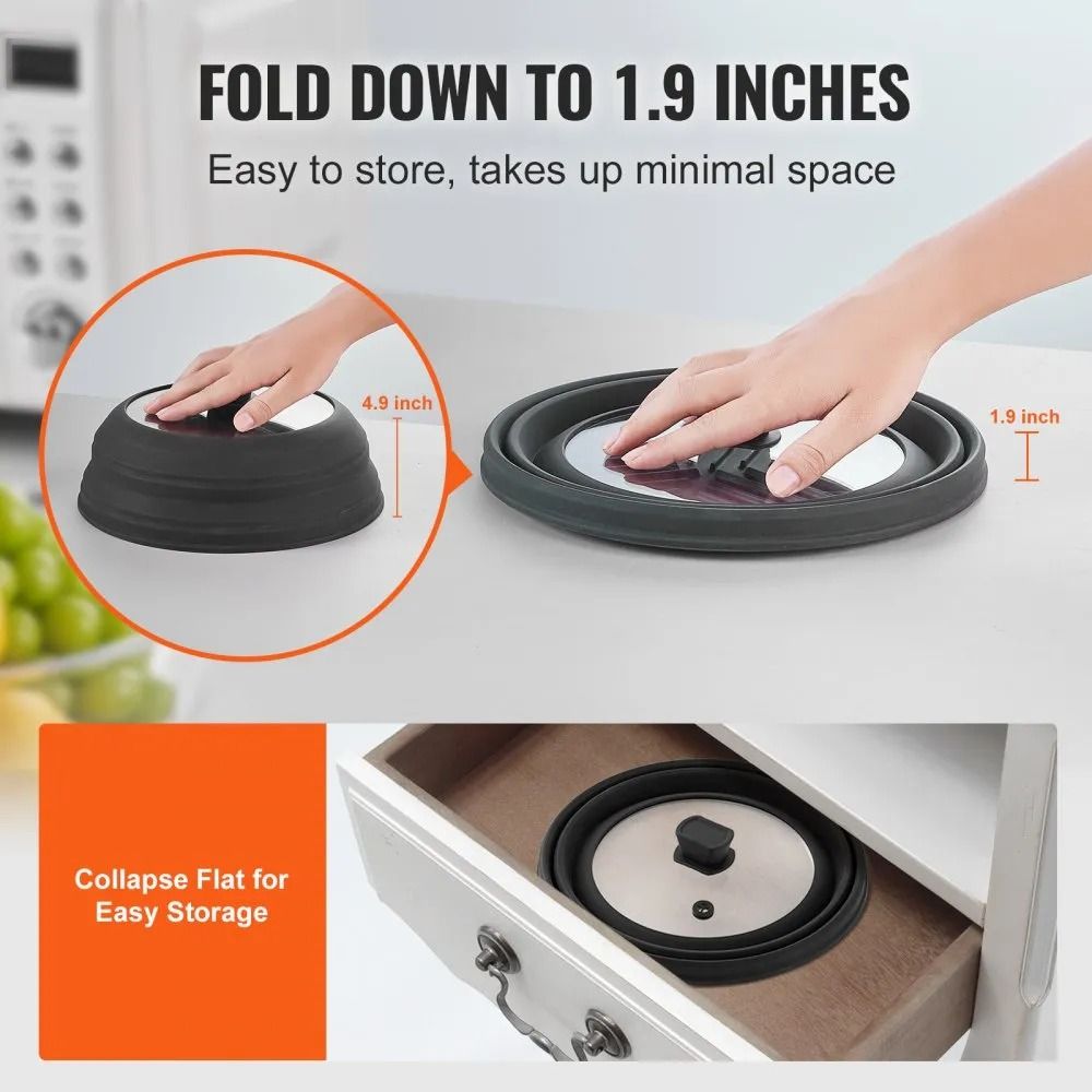 Microwave Splatter Cover And Mat Collapsible Lid For Food HeatResistant Silicone And Tempered Glass 6