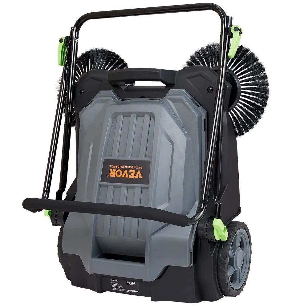 Manual Walkbehind Floor Sweeper Sweeping Width NonElectric Hand Push Gallon Waste Container Adjusta 9