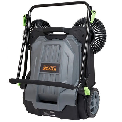 Manual Walkbehind Floor Sweeper Sweeping Width NonElectric Hand Push Gallon Waste Container Adjusta 9