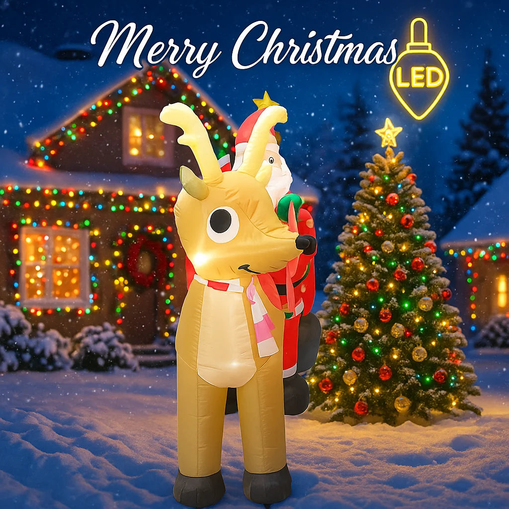 Inflatable Santa Sleigh Reindeer Giant Christmas Decoration Holiday DIY Party LED Lights Yard And H 1