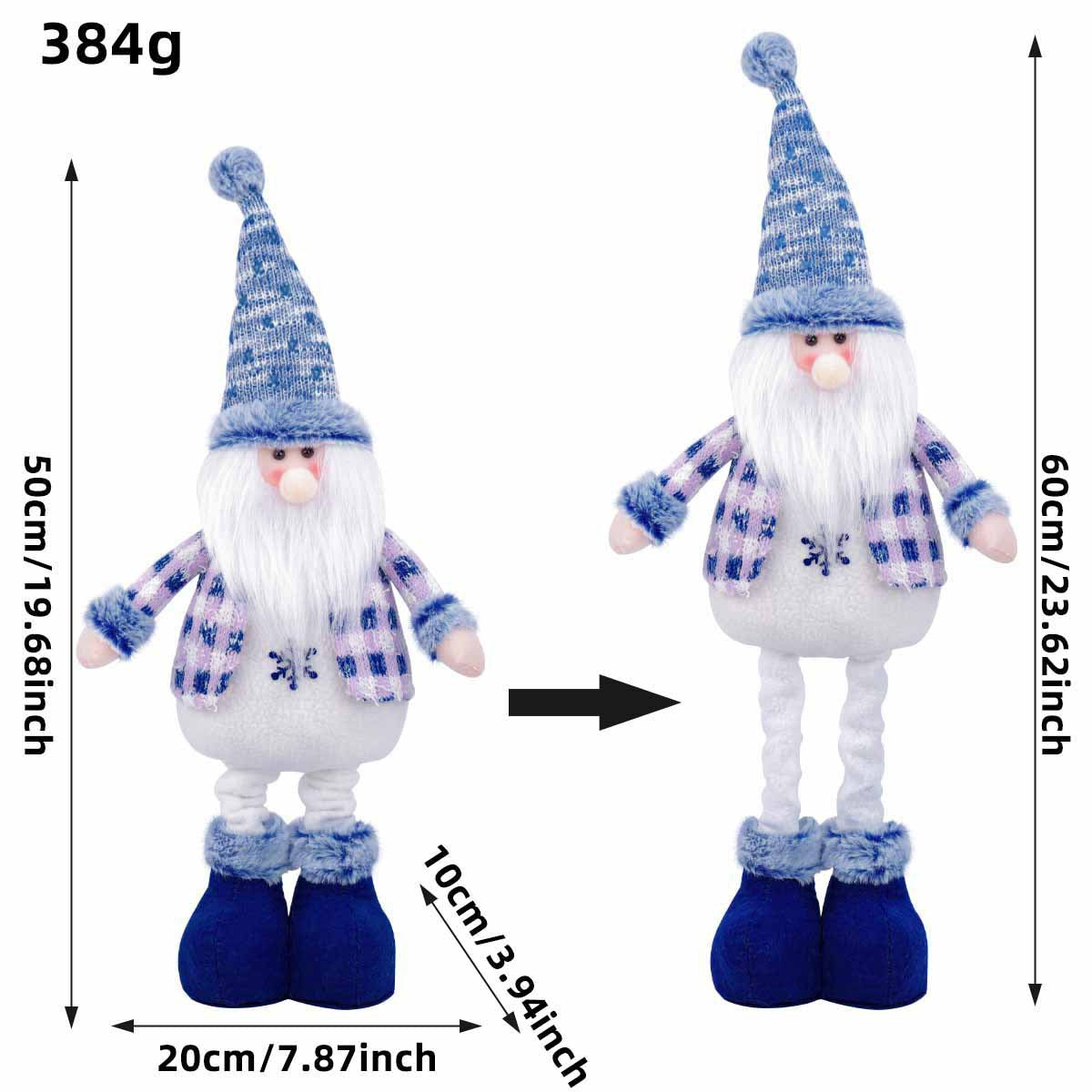 Blue Santa Claus, Reindeer, Snowman, Nordic Christmas Dolls, Stretchy Plush Hanging Ornament, Winter Home Decoration