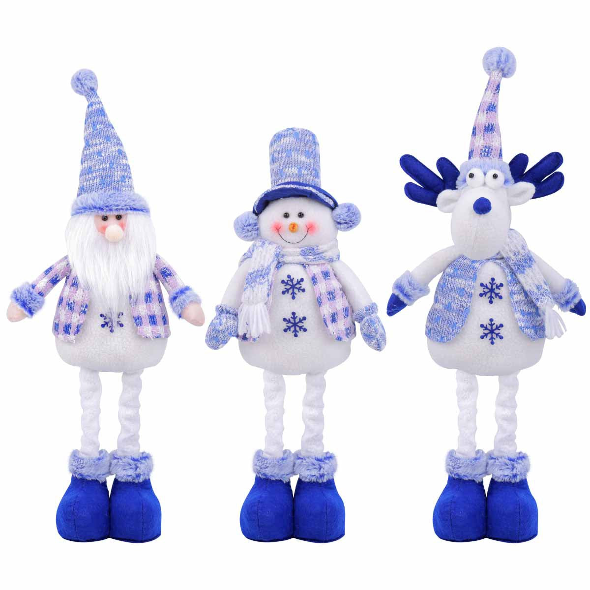 Blue Santa Claus, Reindeer, Snowman, Nordic Christmas Dolls, Stretchy Plush Hanging Ornament, Winter Home Decoration