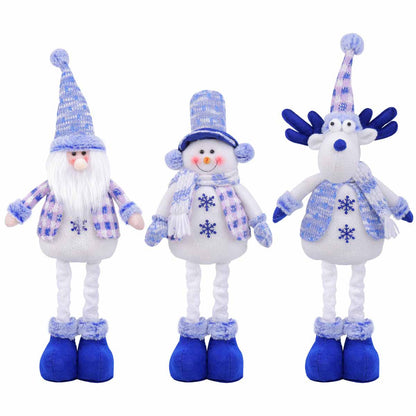 Blue Santa Claus, Reindeer, Snowman, Nordic Christmas Dolls, Stretchy Plush Hanging Ornament, Winter Home Decoration