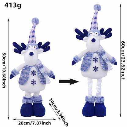 Blue Santa Claus, Reindeer, Snowman, Nordic Christmas Dolls, Stretchy Plush Hanging Ornament, Winter Home Decoration