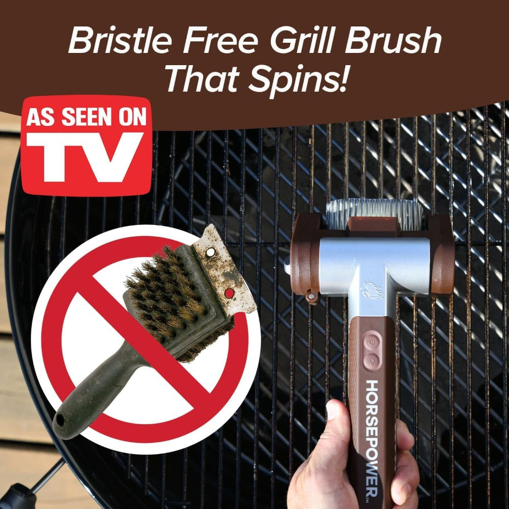 HorsePower Giddy Up Grill Cleaner Cordless BBQ Tool Rechargeable LED Light Stainless Roller 2