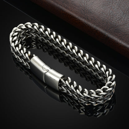 Magnetic Buckle Bracelet Double Row Braided Stainless Steel Fish Scale Alloy Stylish Keel Jewelry F