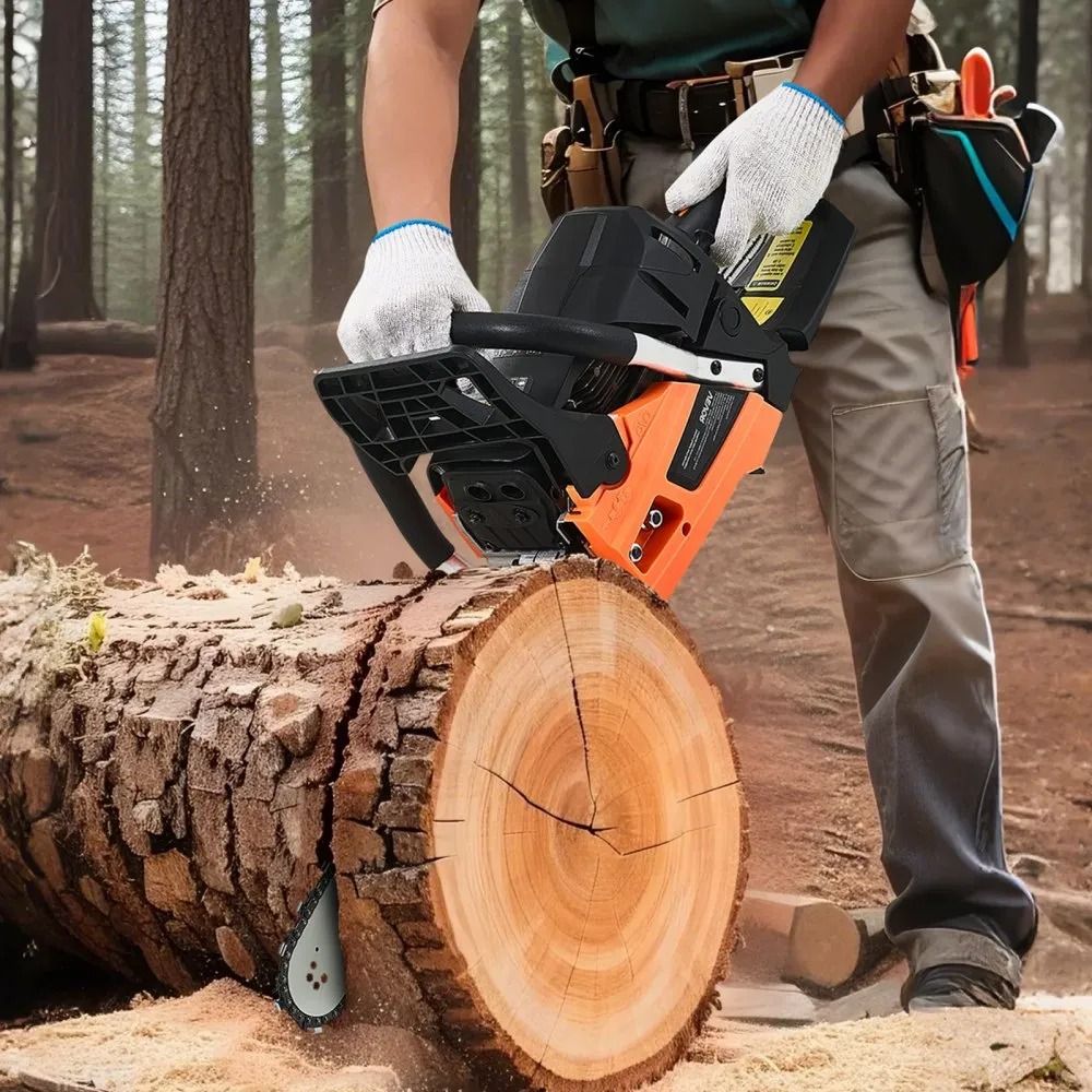 Gas Powered Chainsaw Gas Chainsaw High HP Power Chain Saw NonSlip Handle Dual Fuel Tanks For Wood C 1
