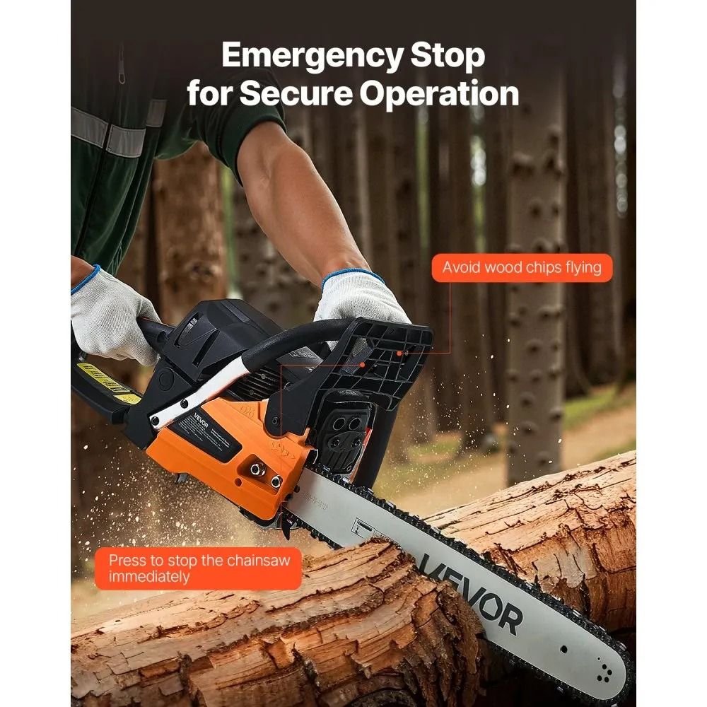 Gas Powered Chainsaw Gas Chainsaw High HP Power Chain Saw NonSlip Handle Dual Fuel Tanks For Wood C 2
