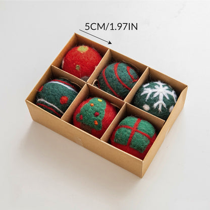 Mini Wool Christmas Tree Baubles, Handcrafted Felt Snowflake Ornaments, Festive Home & Gift Decor