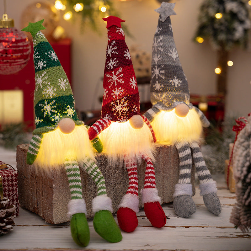 Christmas Decoration Home, LED Faceless Doll, Elf Gnome with Lights, Navidad Children New Year Gift
