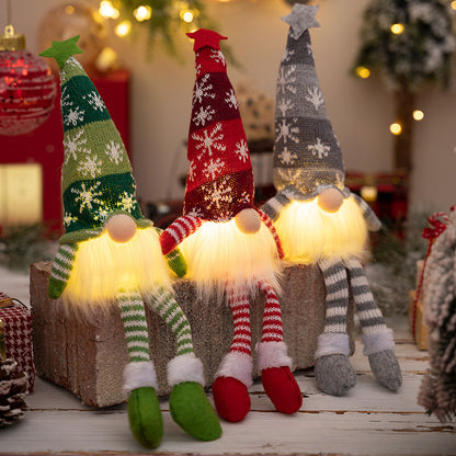 Christmas Decoration Home, LED Faceless Doll, Elf Gnome with Lights, Navidad Children New Year Gift