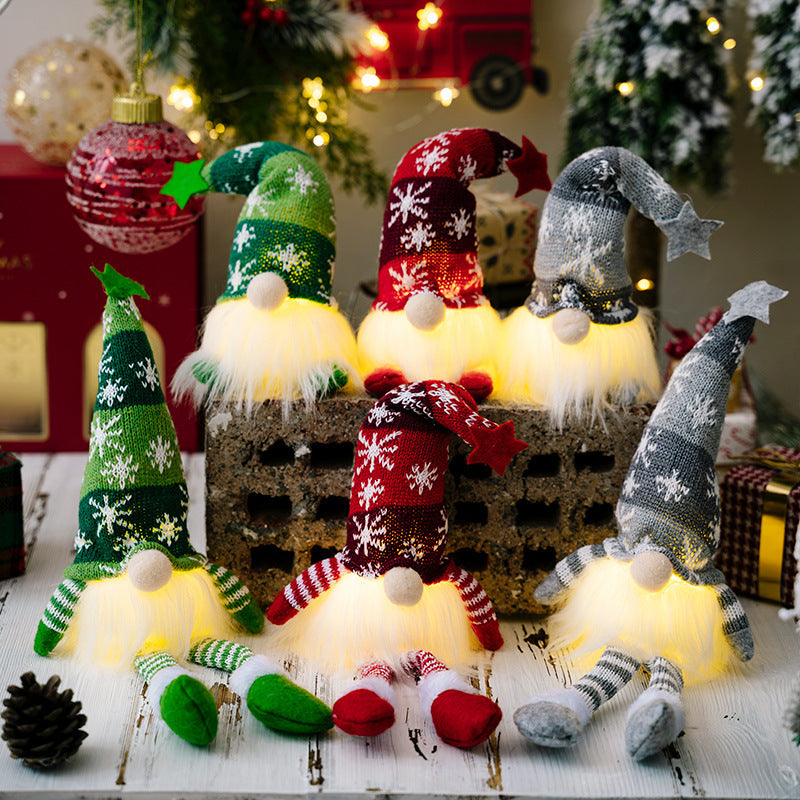 Christmas Decoration Home LED Faceless Doll Elf Gnome With Lights Navidad Children New Year Gift 1