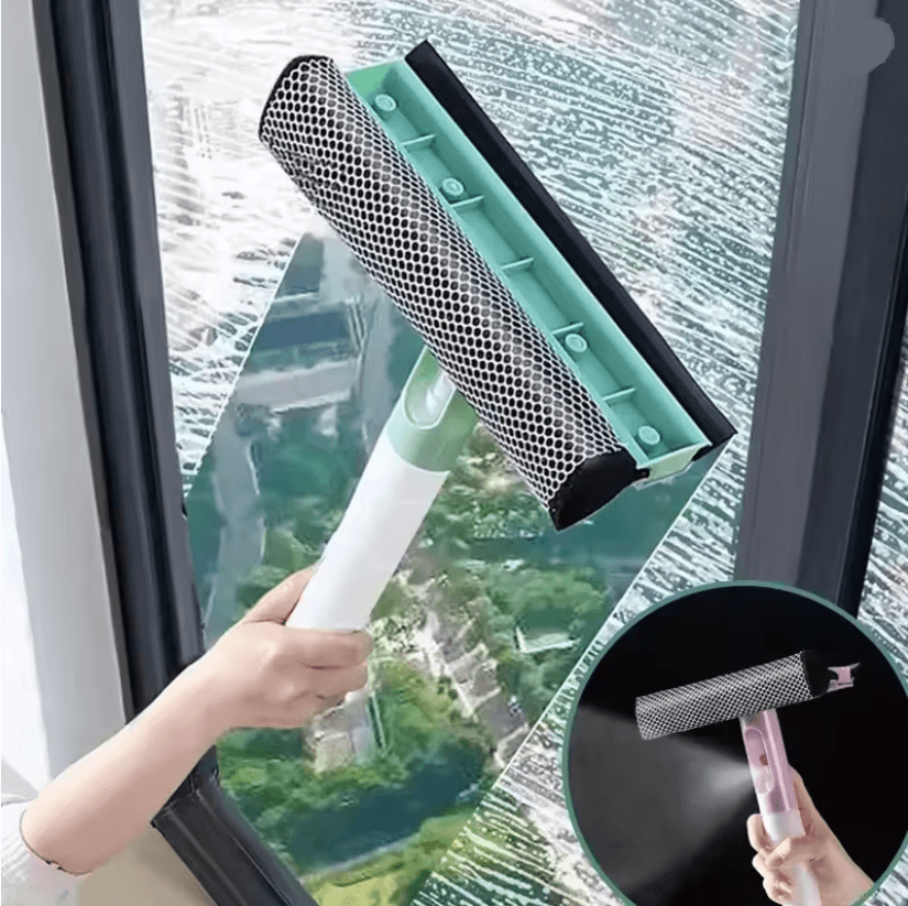 ClearShine 3 in 1 Window Cleaning Brush and Glass Wiper with Spray Function