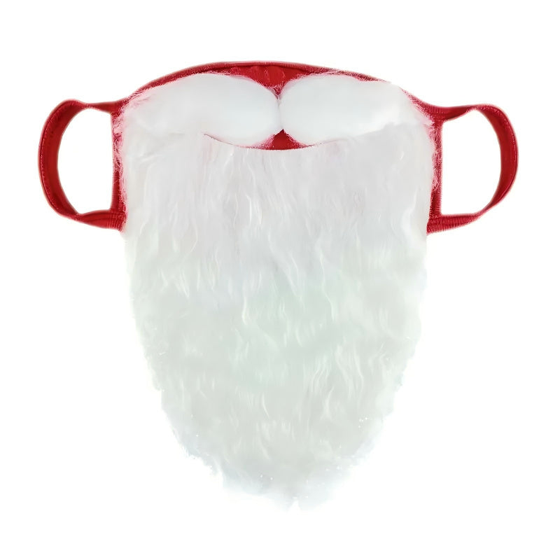 Santa Claus Costume Prop, Christmas Beard Mask, Red White Beard Mask, Fun Holiday Prank