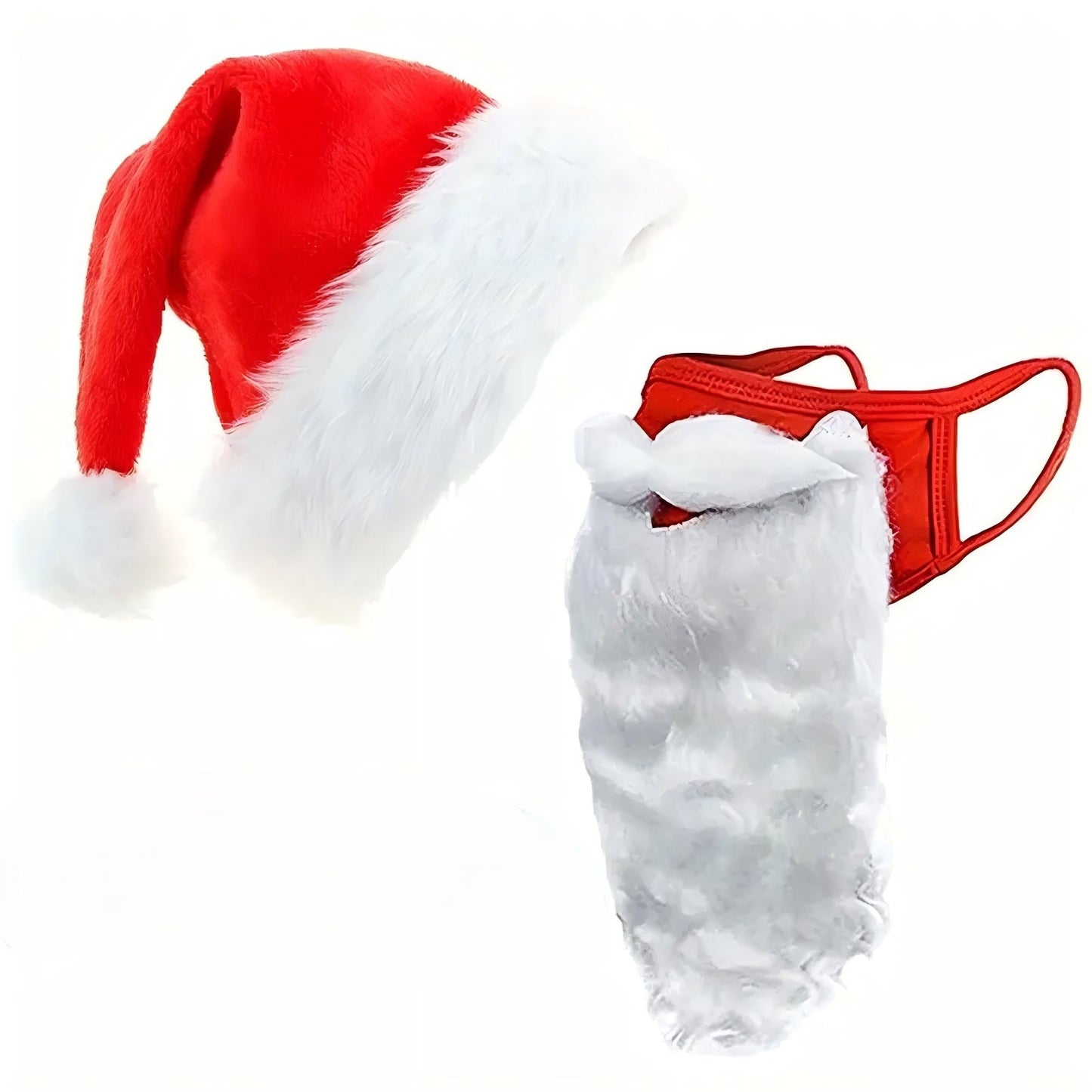 Santa Claus Costume Prop Christmas Beard Mask Red White Beard Mask Fun Holiday Prank 4
