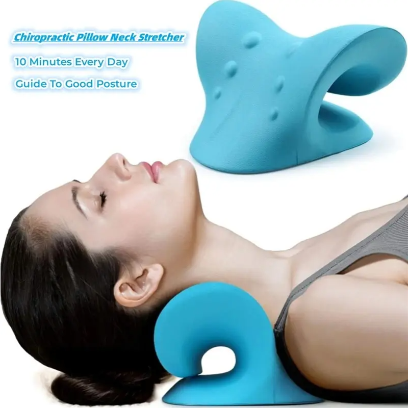 Neck Massage Pillow Neck Shoulder Cervical Chiropractic Traction Device Massage Pillow for Pain Relief Spine Correction