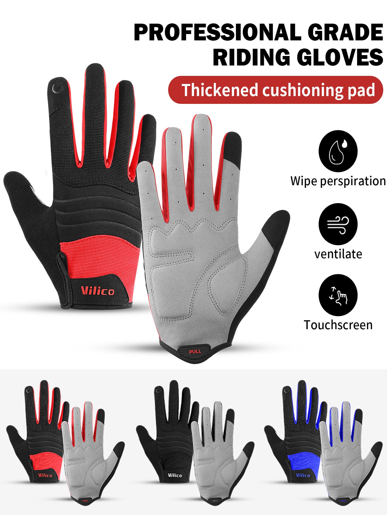 Men Thicken Absorption, New Motorbike Gloves, Shock Pads, Breathable Nonslip, Gloves for Work Hiking, Cycling, Mountaing