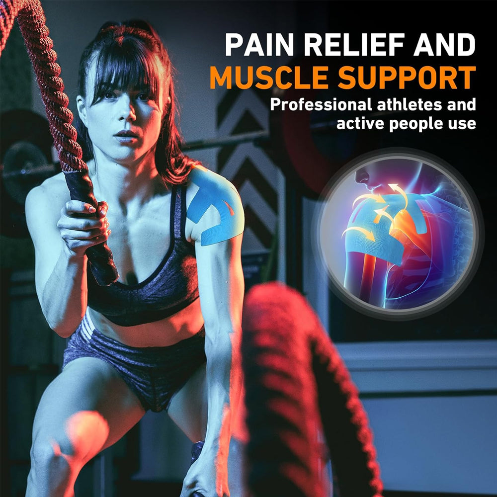 Waterproof Kinesiology Tape, Precut Shoulder Support, Rotator Cuff Injury, Pain Relief, Elastic