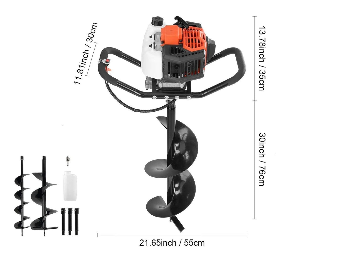 Auger Post Hole Digger Gas Powered Earth Digger Two Earth Auger Drill Bit Extension Rods For Garden 6