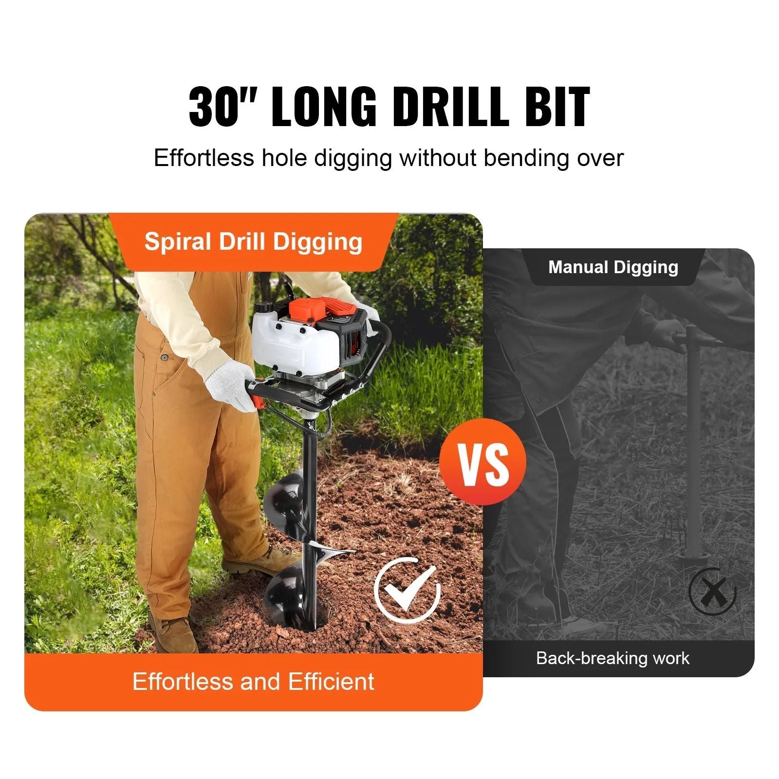 Auger Post Hole Digger Gas Powered Earth Digger Two Earth Auger Drill Bit Extension Rods For Garden 4