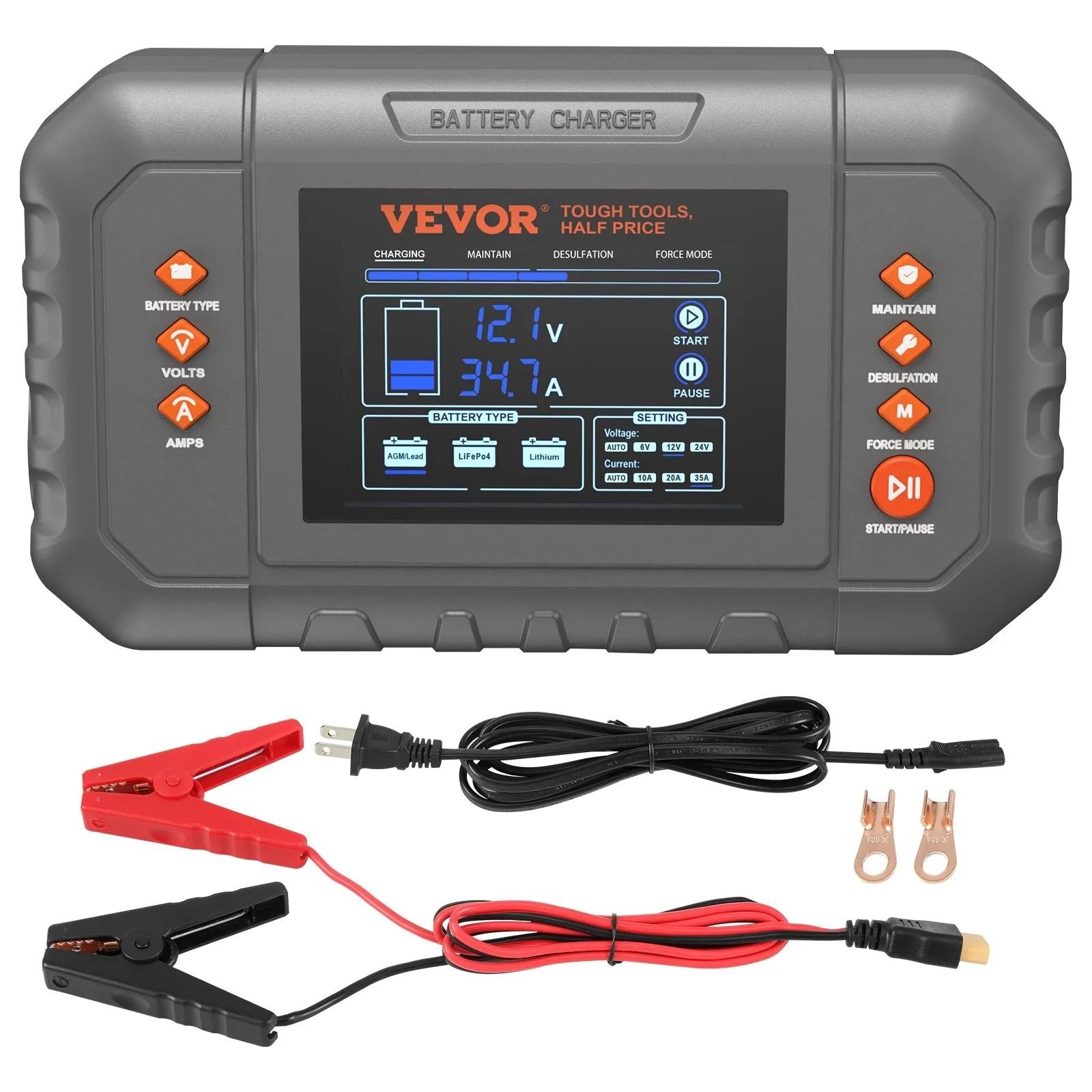 Smart Battery Charger Lithium LiFe Lead Acid AGM Gel SLA Car Charger With LCD Display Trickle Charg 8