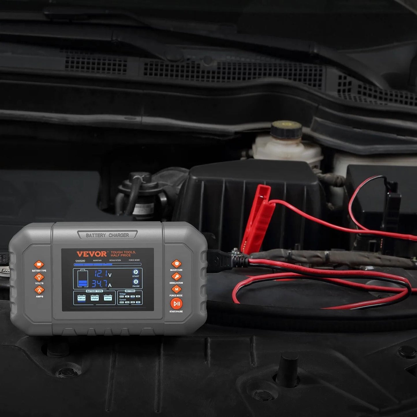Smart Battery Charger Lithium LiFe Lead Acid AGM Gel SLA Car Charger With LCD Display Trickle Charg 6