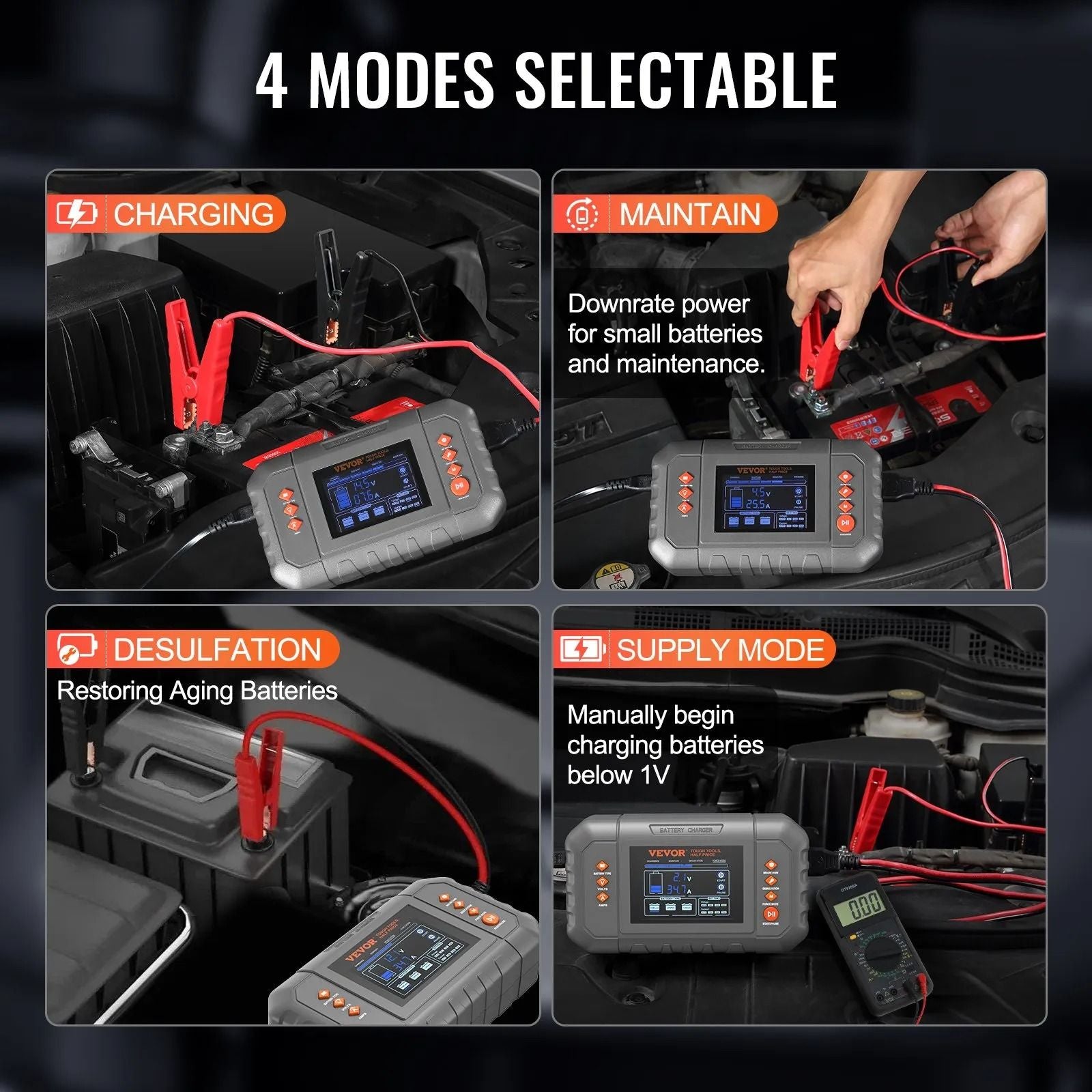 Smart Battery Charger Lithium LiFe Lead Acid AGM Gel SLA Car Charger With LCD Display Trickle Charg 3