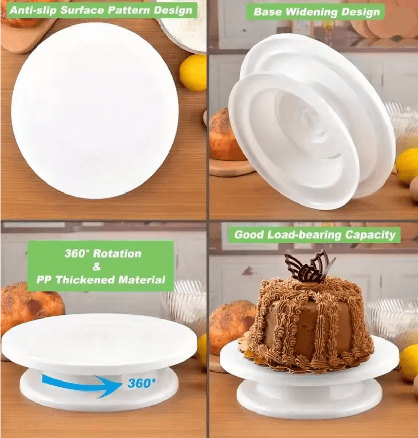 BakeEase 6 Piece Cake Turntable And Decorating Kit For Effortless Frosting And Design 3