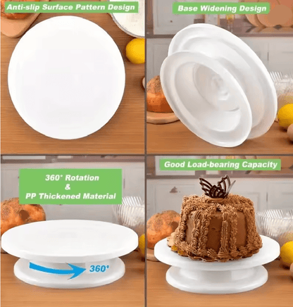 BakeEase 6 Piece Cake Turntable And Decorating Kit For Effortless Frosting And Design 3